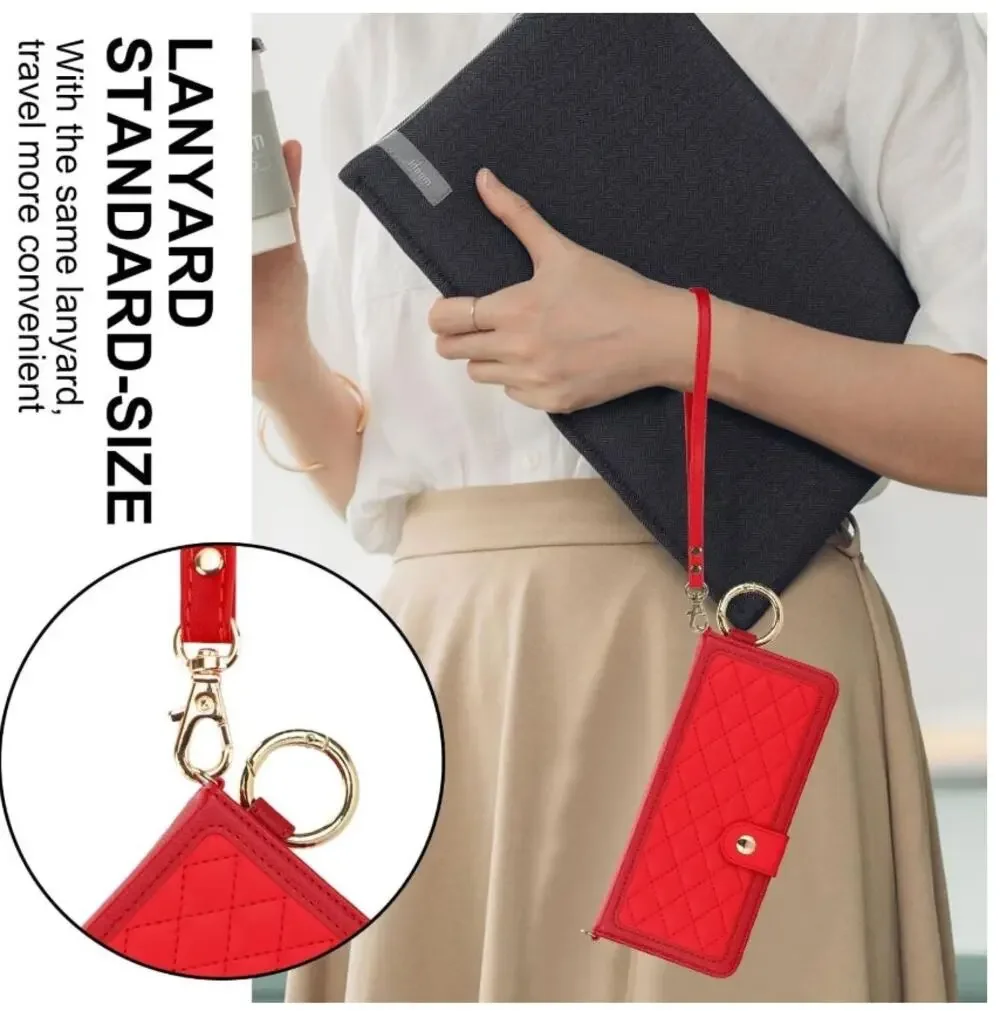 Asuwish Galaxy Z Fold 7 Crossbody Wallet Case RFID S Pen Holder Card Slots Red